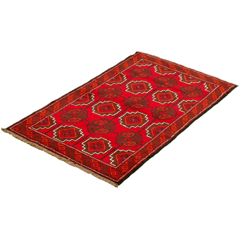 Tapis décoratif en laine de conception unique noué à la main new age esari rouge/noir 3 pi 7 po x 6 pi