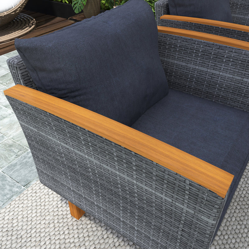 Ensemble modulaire d'extérieur en osier 9 pièces avec table basse 9 pièces, Gris