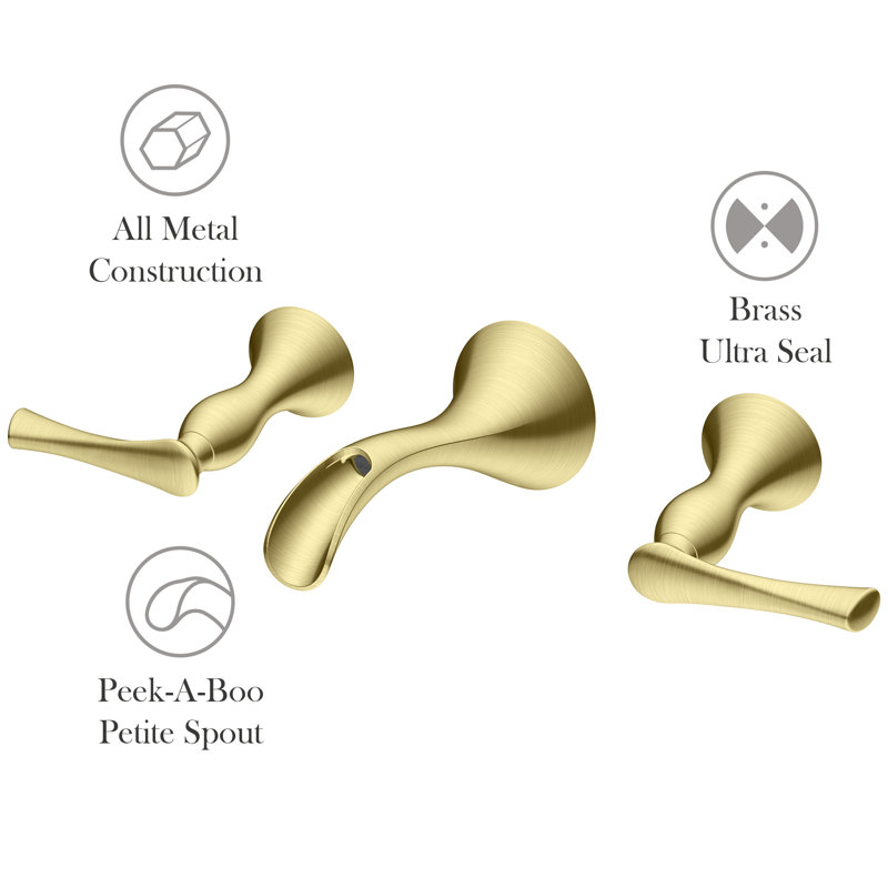 Rhen Wall Mount Bathroom Faucet, Brushed Gold