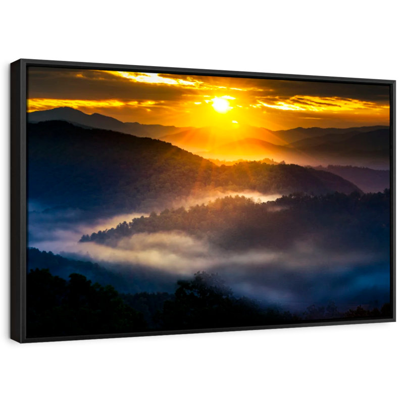 «Sunrise Over Smoky Mountains», reproduction sur toile, H 9 po x l 13 po