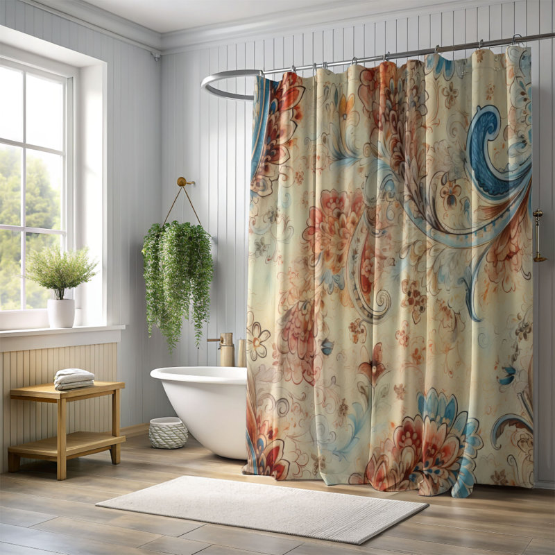 Classic Swirls - Rideau de douche Premium, H 74 po x l 71 po