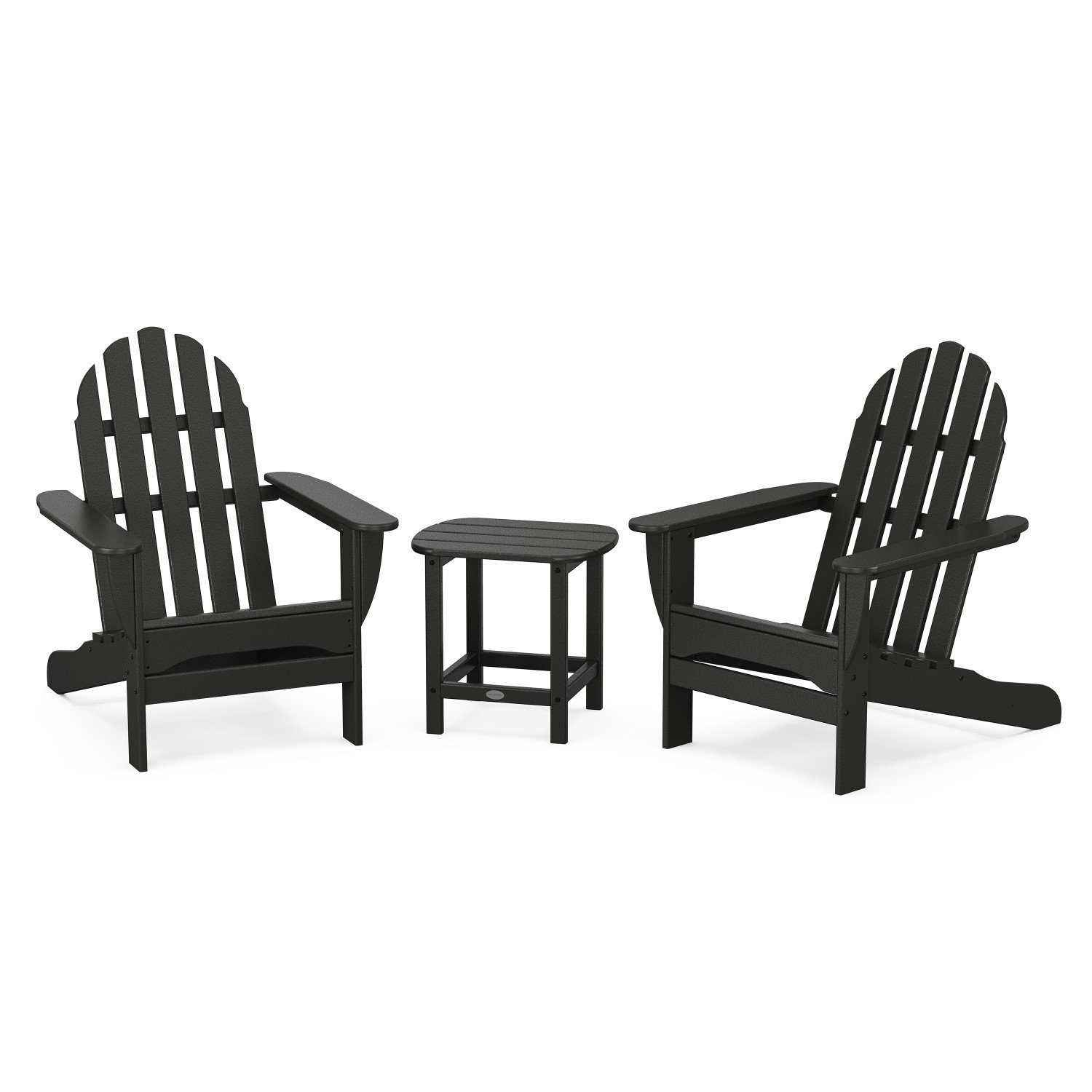 Classic Adirondack 3-Piece Set with South Beach 18" Side Table, Black