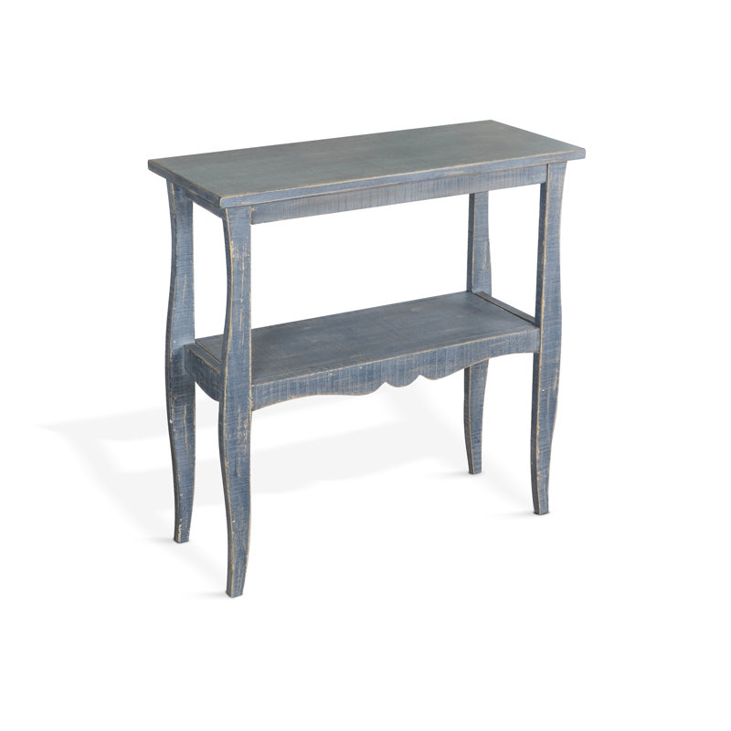 Komor Solid Wood End Table, Ocean Blue, 28" H x 28" W x 11" D