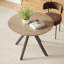 Table de salle à manger ronde en bois massif pour 4 à 6 personnes avec base piédestal entrecroisée-894547507