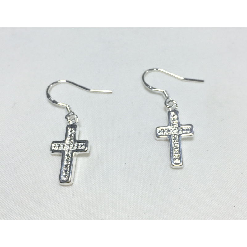 Boucle d'oreille croisée en alliage argenté