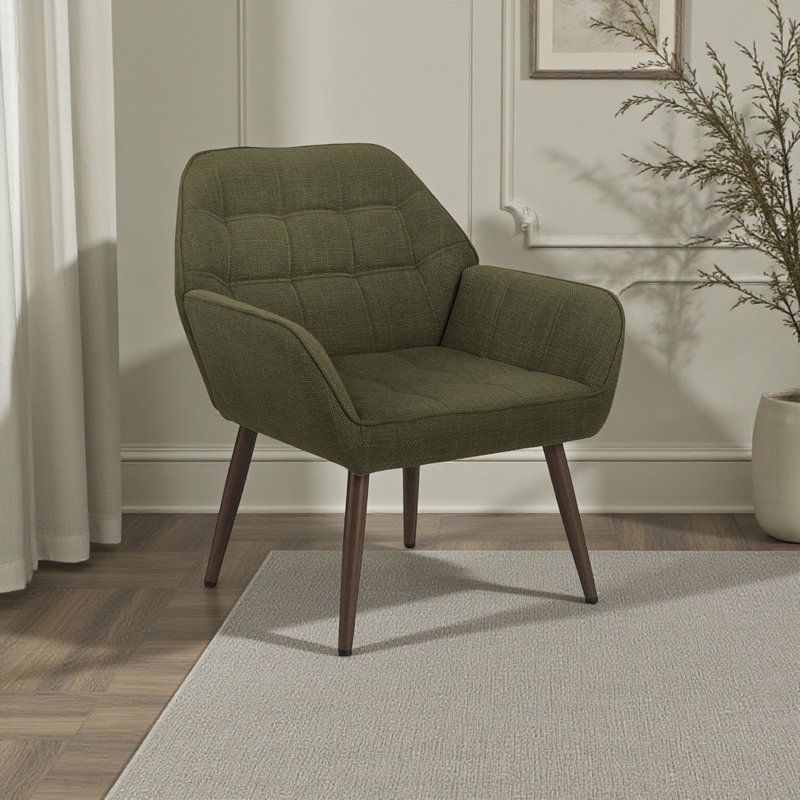 Fauteuil d'appoint en tissu vert foncé Cameron