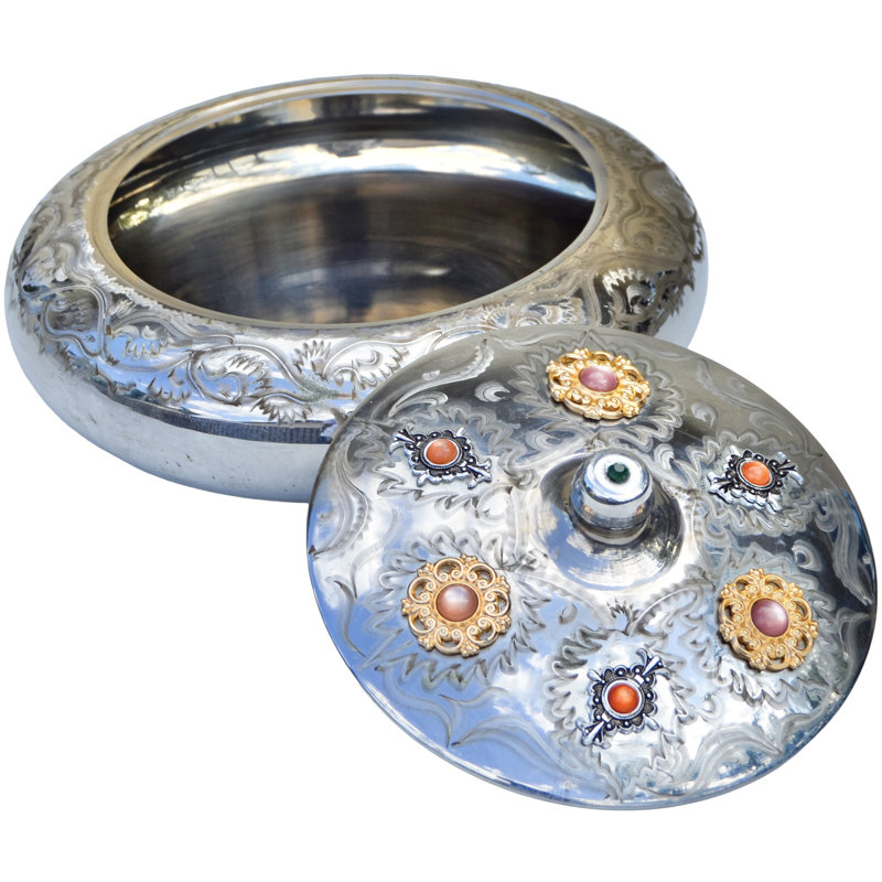 Early 20Th Century Hand-Engraved & Embellished Lidded Bowl