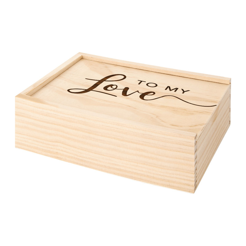 Boîte à photo de mariage gravée au laser « to my love » Breault