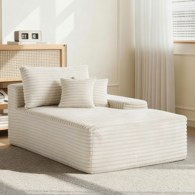 Upholstered Chaise Lounge, White