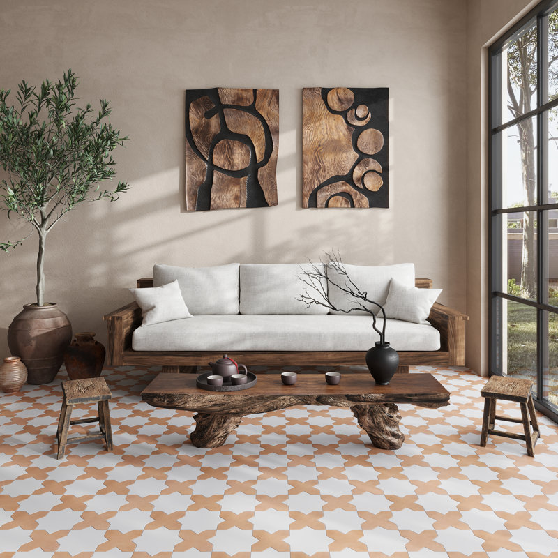 Seville Pure White 7 in. Star with Terracota 5 in. Cross Matte Porcelain Wall and Floor Tile (10.62 sq ft/case) - 68 Pack