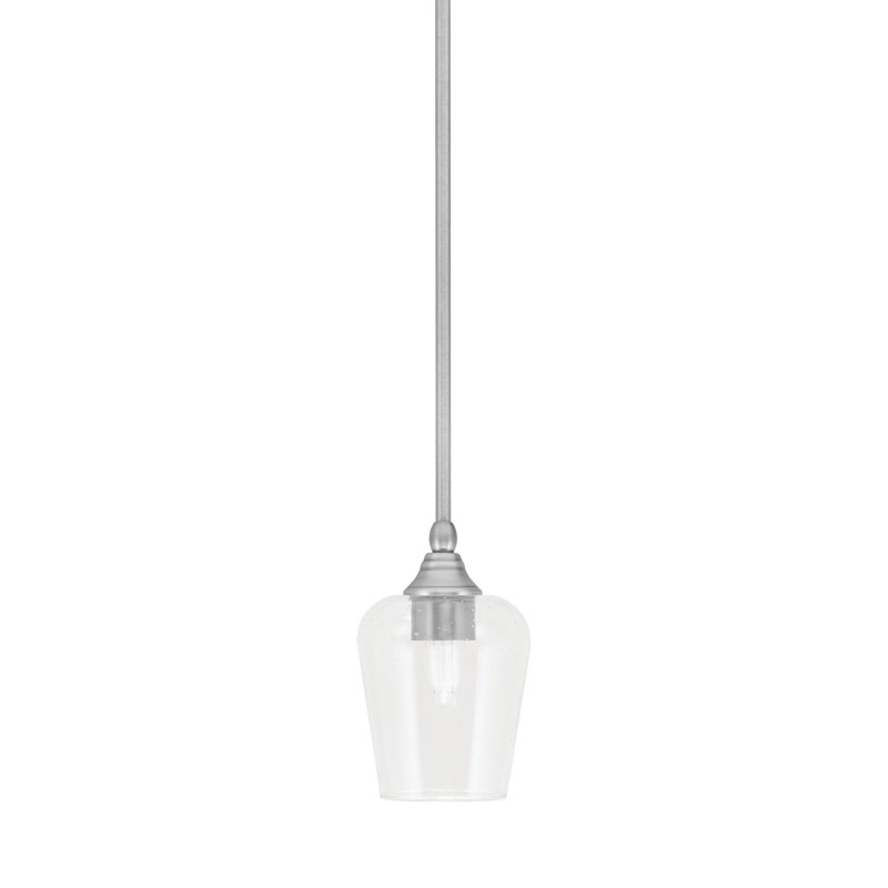 Mini-luminaire suspendu suspendu au fini nickel brossé avec verre transparent de 5 po