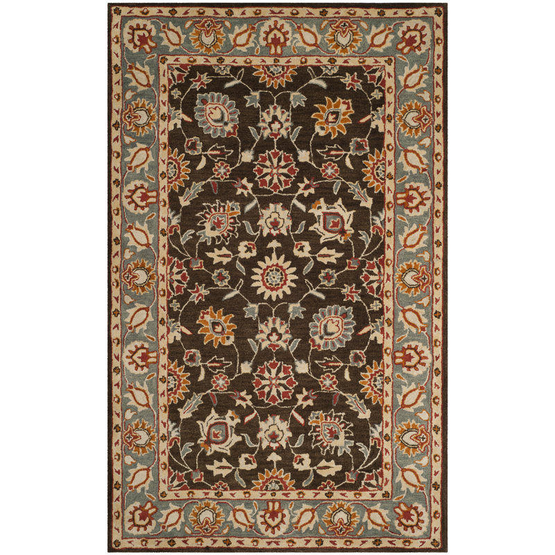 Tapis oriental gris anthracite / bleu en laine touffeté à la main Cranmore, Rectangle 3 pi x 5 pi