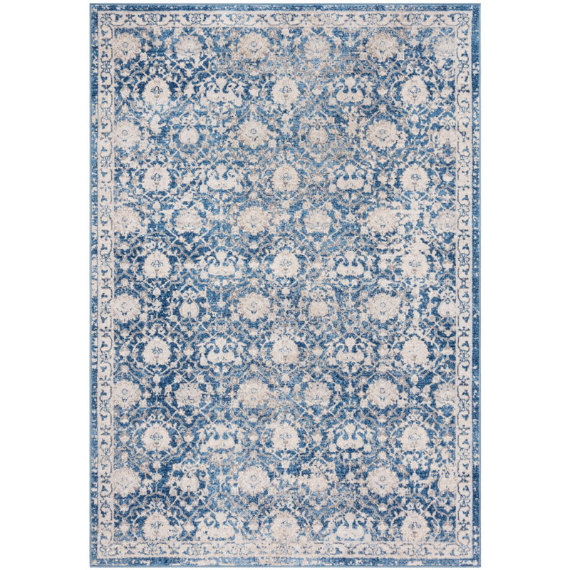 Aubie Fifi Oriental Navy/Creme Rug, Rectangle 2' x 4'
