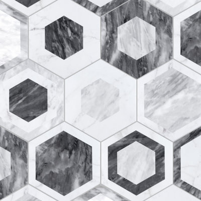 Classico Bardiglio Hex 7" x 8" Porcelain Patterned Wall & Floor Tile