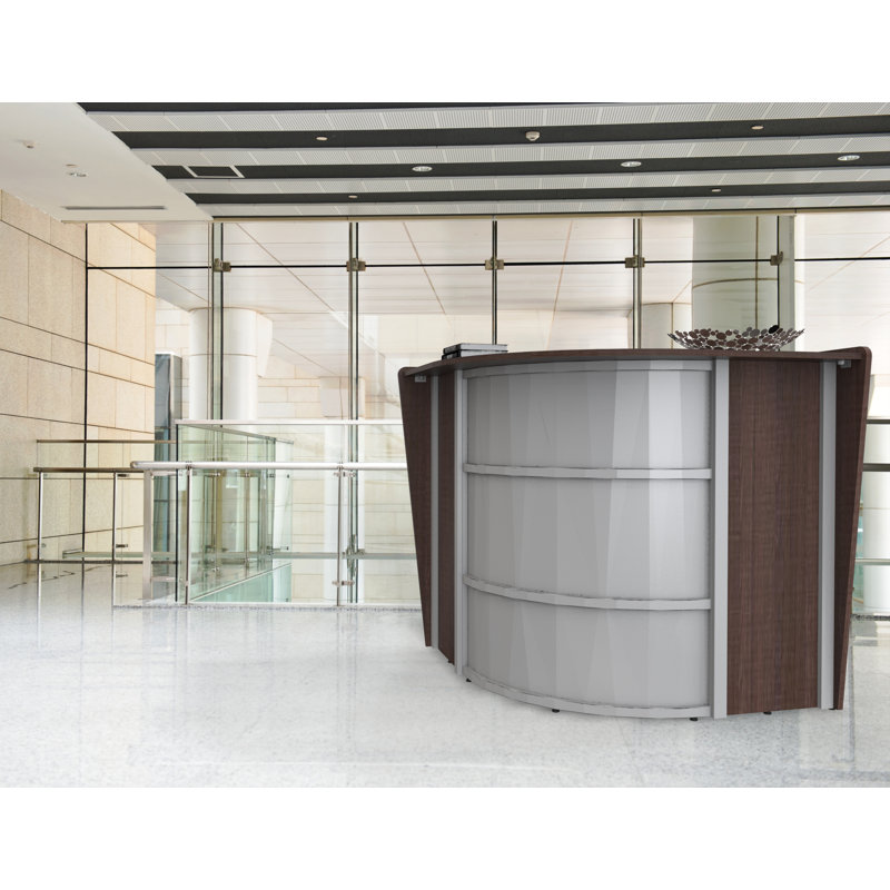 Ekow L-Shaped Synthetic Laminate Reception Desk, Mocha