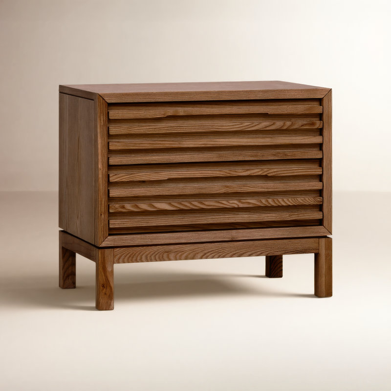 Table de chevet finlandaise en bois massif, Noyer