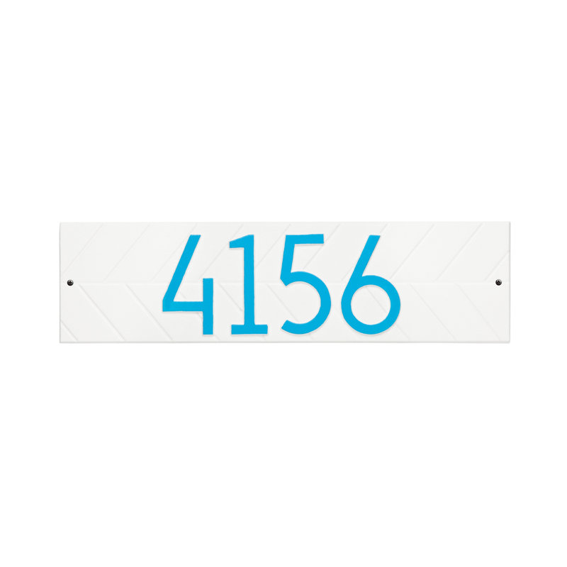 Mid-century Modern Herringbone Wall Plaque, White/Aruba Blue, Yes