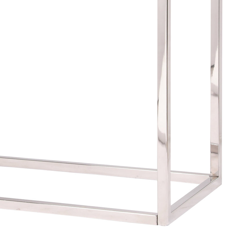 Console avec bois recyclé et acier inoxydable pour un cadre rustique moderne et glamour