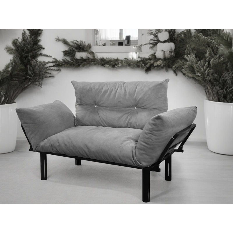 Causeuse, gris - petit espace pour le salon et la chambre à coucher. Conception à pieds hauts facile à nettoyer. Variantes de couleurs variées. Assemblage avec instructions incluses. Aucun outil supplémentaire requis. Mousse