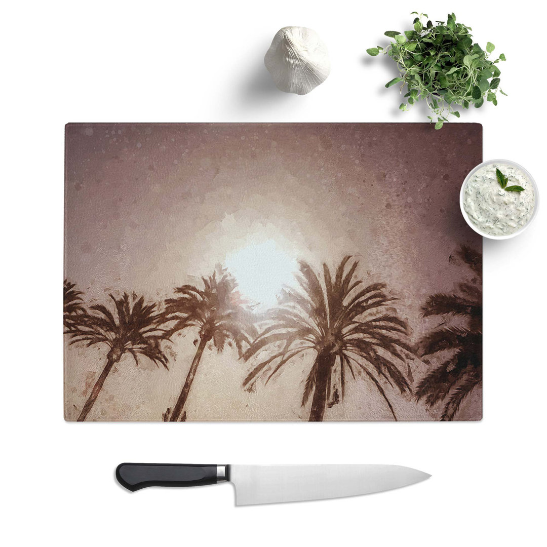 Tempered Glass Palm Trees in the Evening Chopping Board