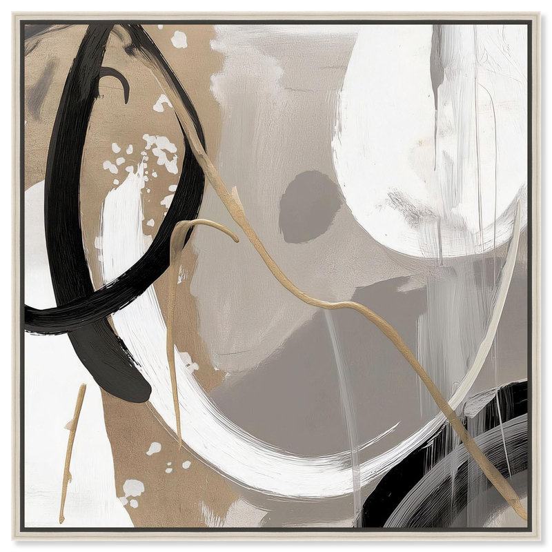 «Harmony of Neutrals Kitchen Decor» par Art Remedy, H 12 po x l 12 po, Cadre argenté