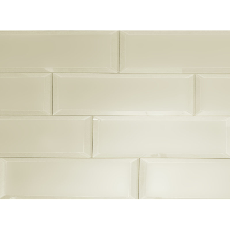 Carrelage mural de cuisine et de salle de bain en verre biseauté de qualité diamantée givré 3 po x 12 po Frosted Elegance