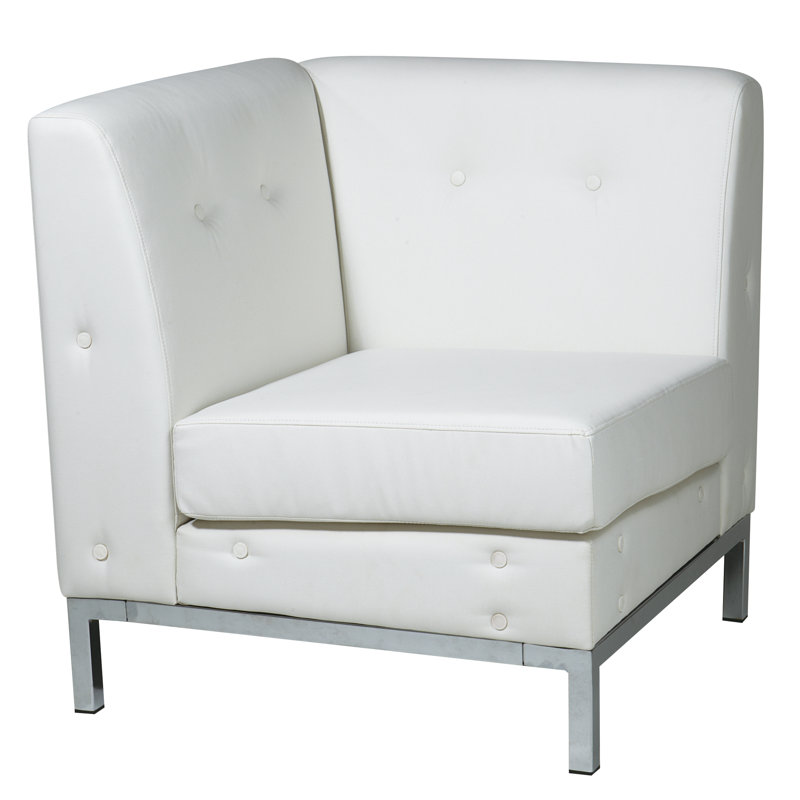 Chaise de réception l 28 po Mosera, Simili cuir blanc