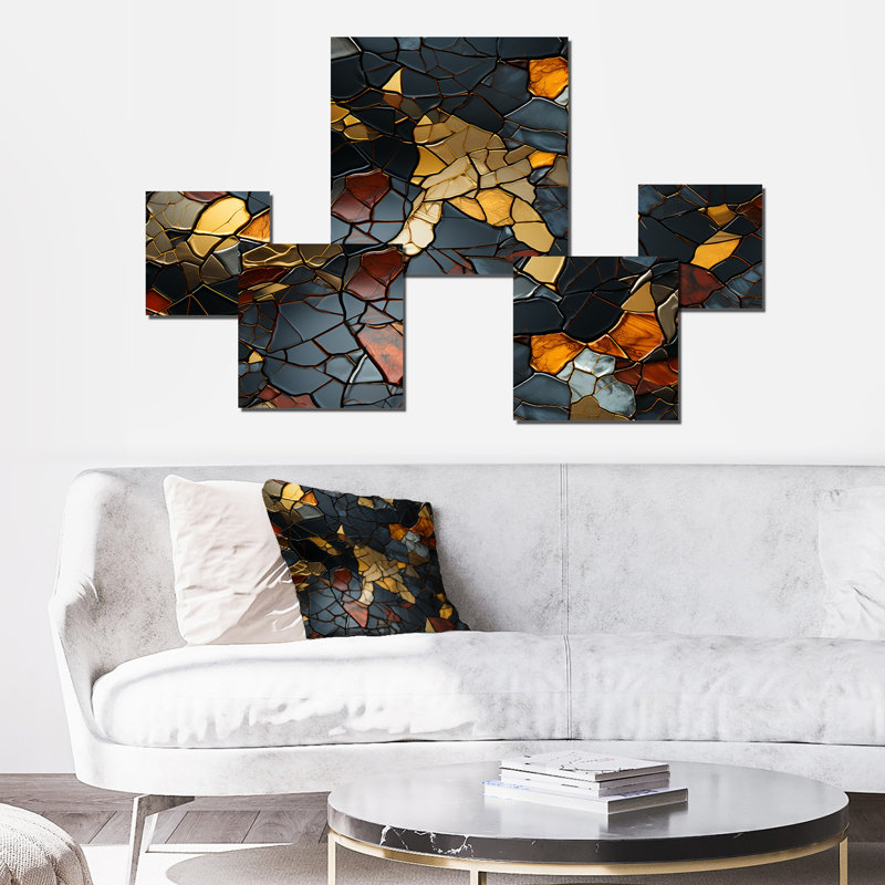 Carrelage mosaïque doré et noir II
