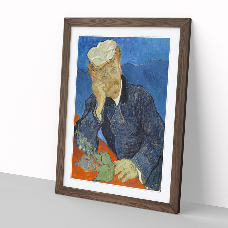 Dr Paul Gachet by Vincent Van Gogh - Picture Frame Painting, 48cm H x 36cm W x 2cm D, Walnut Framed