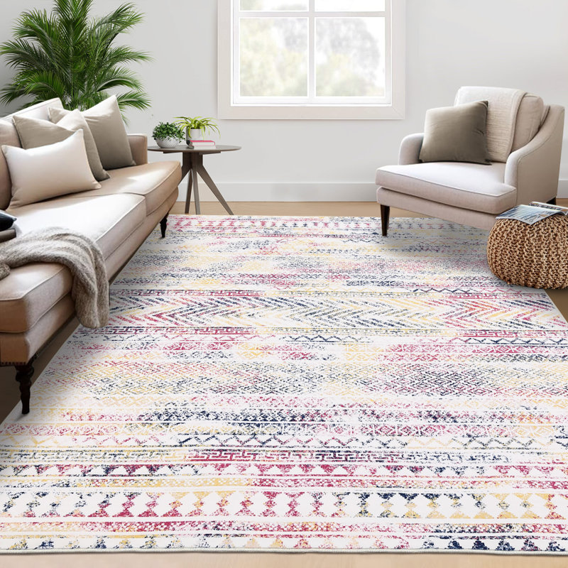 Machine Washable Area Rugs for Living Room Non-Slip Rug Durable Floor Carpet Easy-Cleaning Rug, Rectangle 9' x 12'