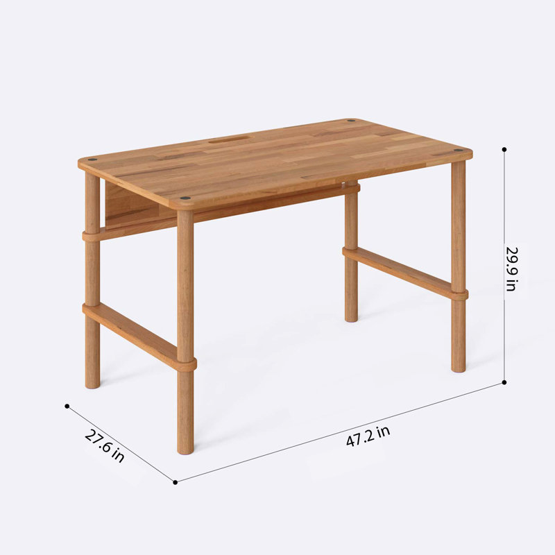 Bureau rectangulaire en bois massif hêtre pour petits espaces Clark, H 29,9 po x l 47,2 po x P 27,6 po