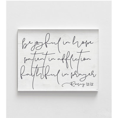 Be Joyful, Romans 12:12 Print, Framed Extra Large Romans Bible Verse Poster, Large Biblical Library Section Wall Decor Poster Print