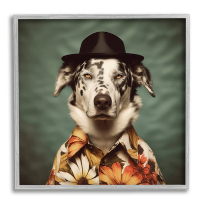 Ba-932-Framed " Dog In Floral Shirt "