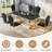 U-Shape Pedestal Dining Set, Faux Marble Tabletop and Petal-Shaped  PU Upholstered Chairs-1065552982-1065552980-1065552985