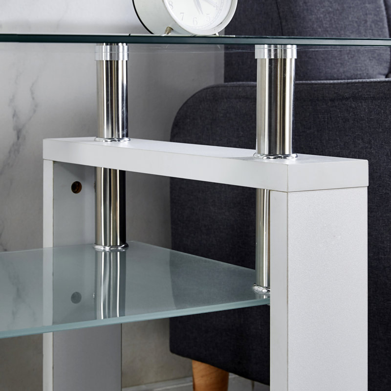 Clear glass top side table | 24"x24"x24" modern end table | sleek design for contemporary home decor | versatile accent piece