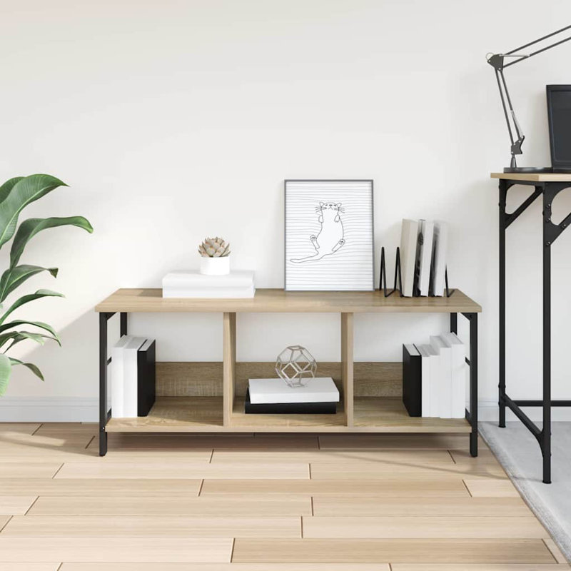 102.01cm W Steel Etagere Bookcase, Sonoma Oak, (1 Shelve) 40.5cm. H x 102cm. W x 32cm. D