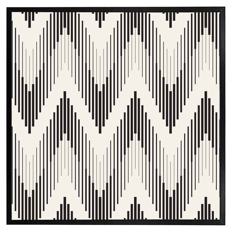 Asif Geometric Zig Zag 1 Piece Single Picture Frame Wall Art, 31cm H x 31cm W x 4cm D, Black Framed