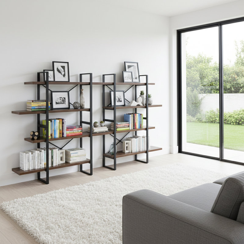 Bibliothèque étagère Kaecyn, Brun / Noir, H 56,69 po x l 82,68 po x P 11,34 po