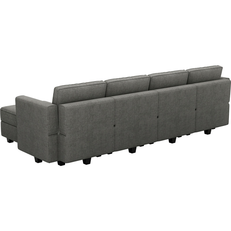 Nairoby 116.6'' Wide L Shaped Modular Sectional Sofa Apartment Livingroom Couch 6-Pieces 4-Seat Sofa with Storage Ottoman