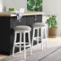 Ellie 21" Wide Solid Rubber Wood Frame Linen Fabric Counter Height Round Swivel Stool