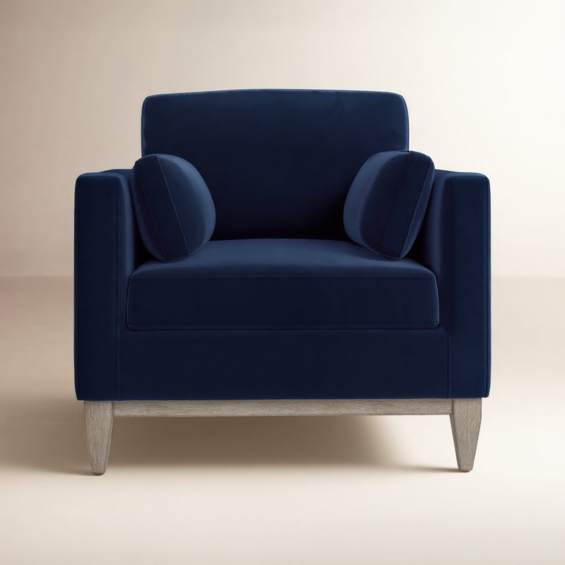 Pera Upholstered Armchair, Dark Navy Blue Velvet