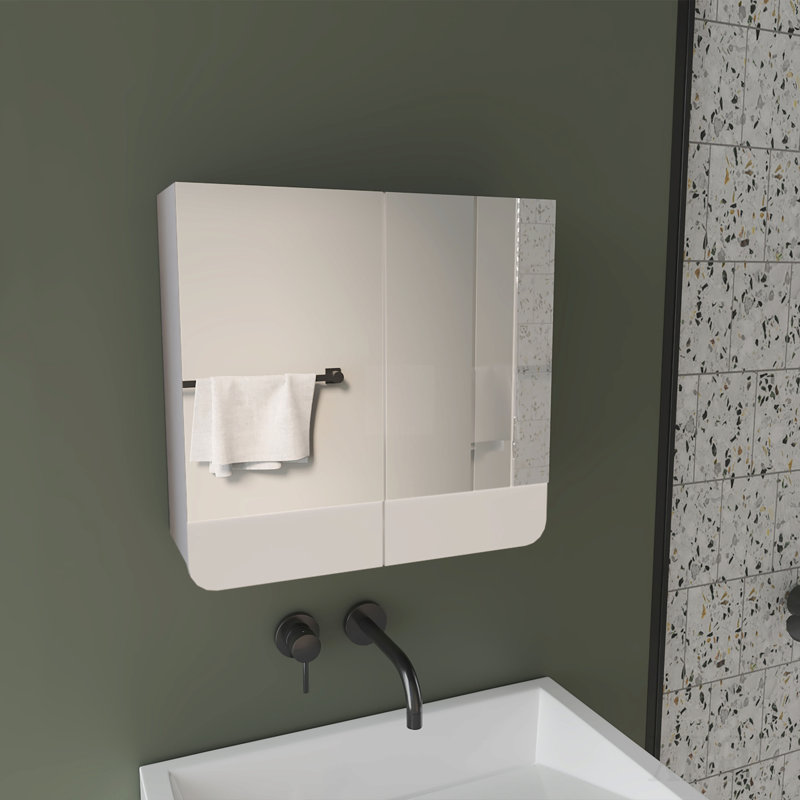 Mirror Medicine Cabinet With Interior Shelves, Modern Bathroom Storage Solution And Organizer, White