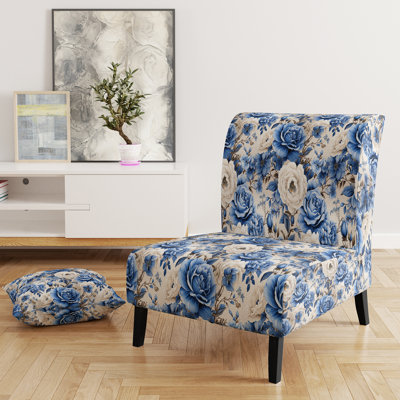 Rustic Victorian Brocade Victorian Pattern - Upholstered Floral Accent Chair Cottage Side Chair