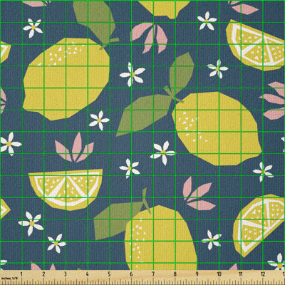 Curly Lemons and Flowers Multi-Purpose Fabric