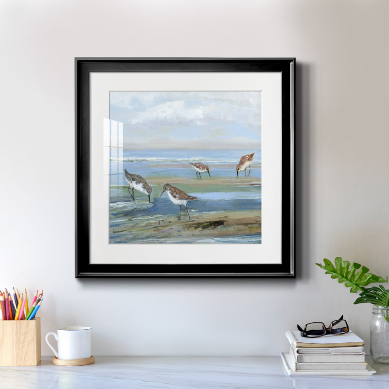 Seabird Beach III - peinture encadrée, H 22,5 po x l 22,5 po x P 1,5 po, Toile avec cadre noir