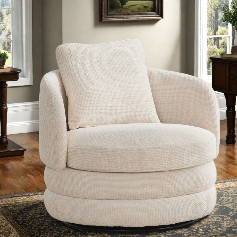 Fauteuil demi-tonneau pivotant moderne Chenille