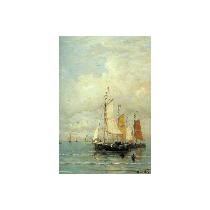 " A Moored Fishing Fleet " by Konrad Wothe, 66" H x 44" W x 1.5" D