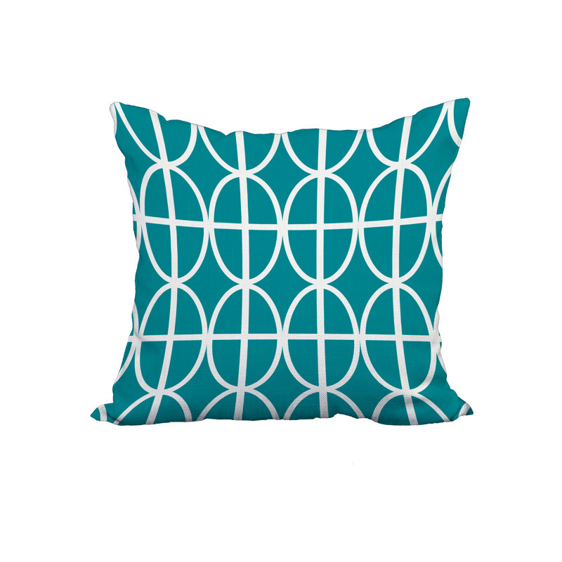 Ovals Geometric Reversible Throw Pillow, 18" x 18", Blue