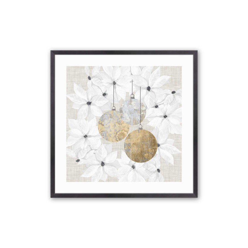 «Holiday Ornaments in Bloom I», H 13,75 po x l 13,75 po, Cadre simple en zinc patiné, bois massif