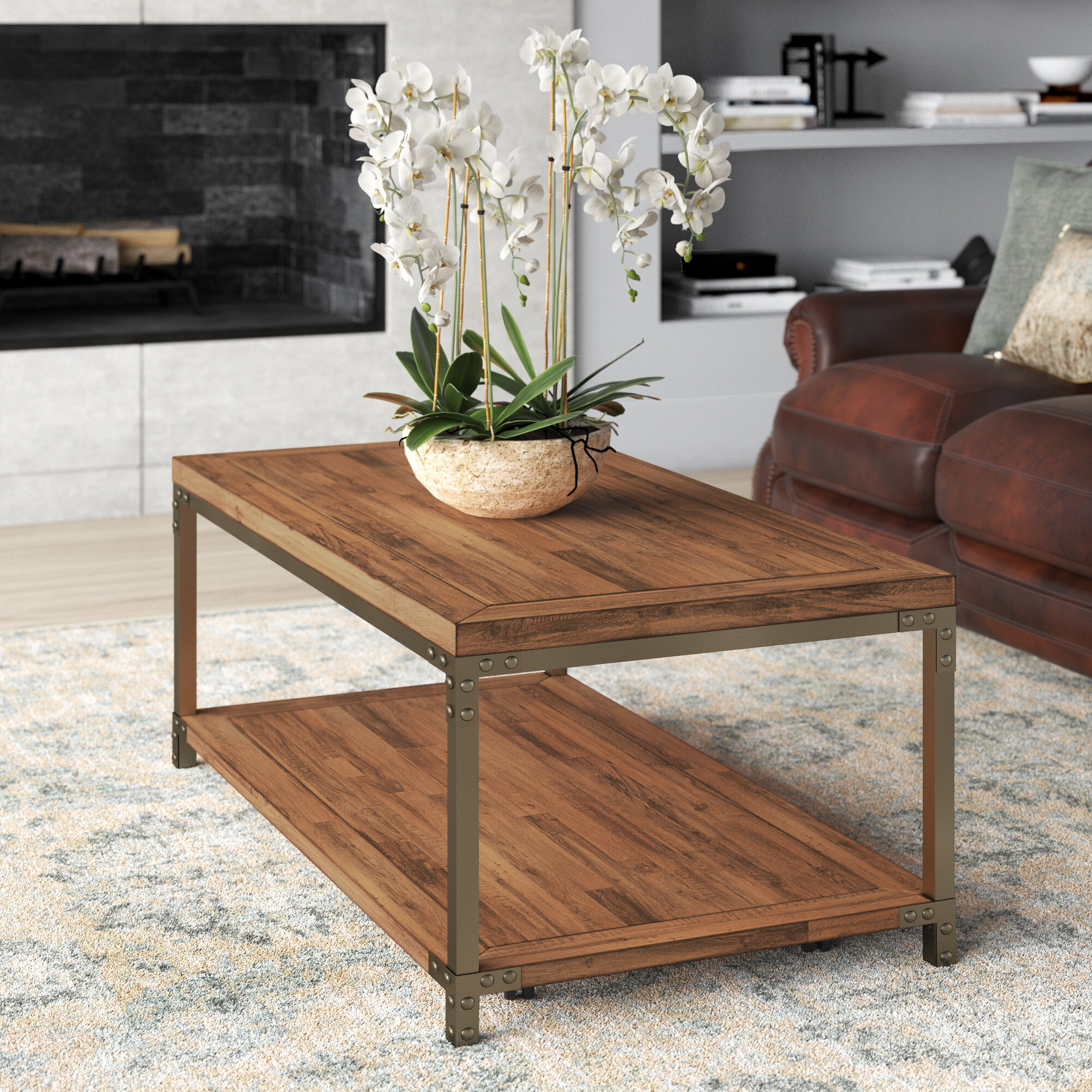 Telfair sled coffee table deals with storage greyleigh